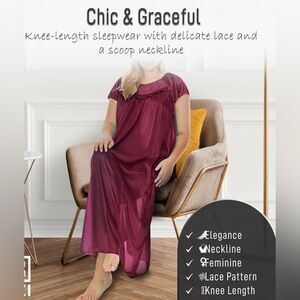 EZI Elegant Burgundy Nightgown